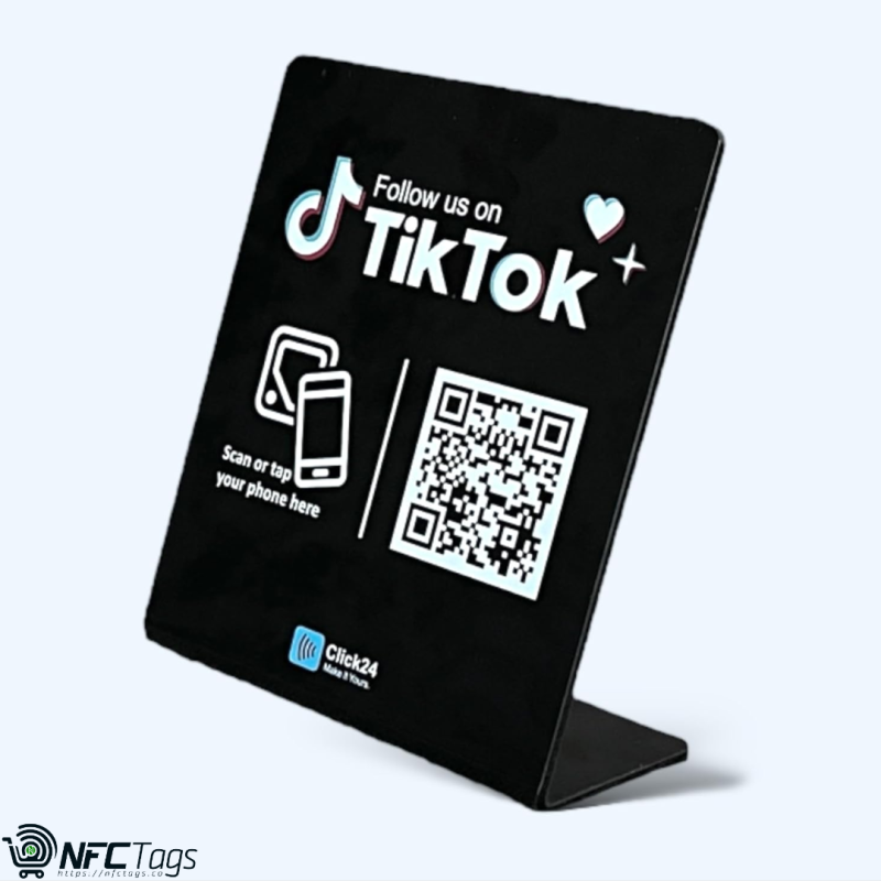Click24 Stand: "Follow Us on TikTok" with NFC and QR Code in Dubai