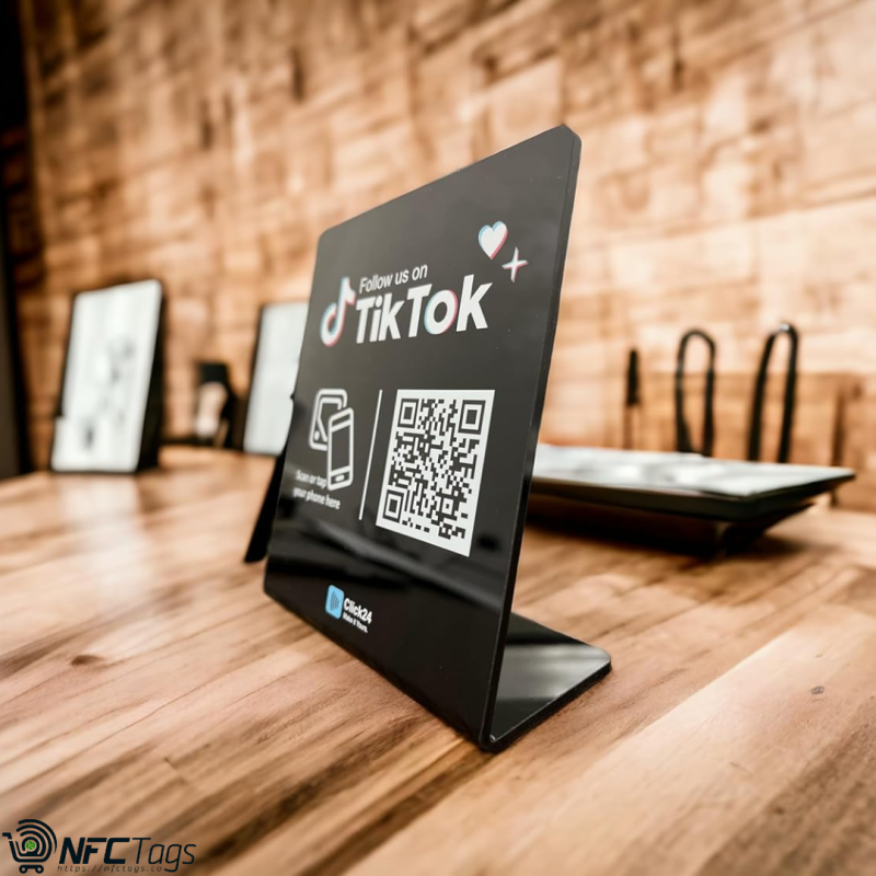 Click24 Stand: "Follow Us on TikTok" with NFC and QR Code in Dubai