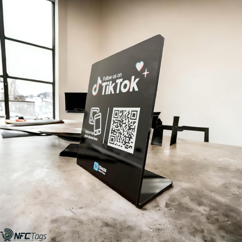 Click24 Stand: "Follow Us on TikTok" with NFC and QR Code in Dubai