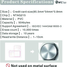 100 Transparent NTAG215 NFC Cards - Blank Matte, 504 Bytes Memory