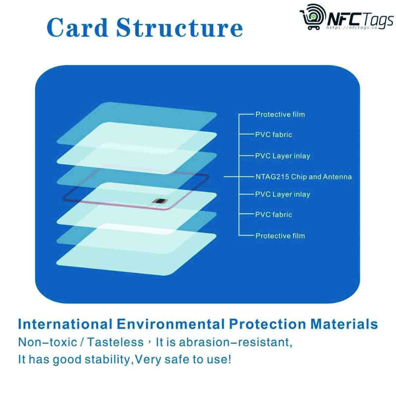 100 Transparent NTAG215 NFC Cards - Blank Matte, 504 Bytes Memory