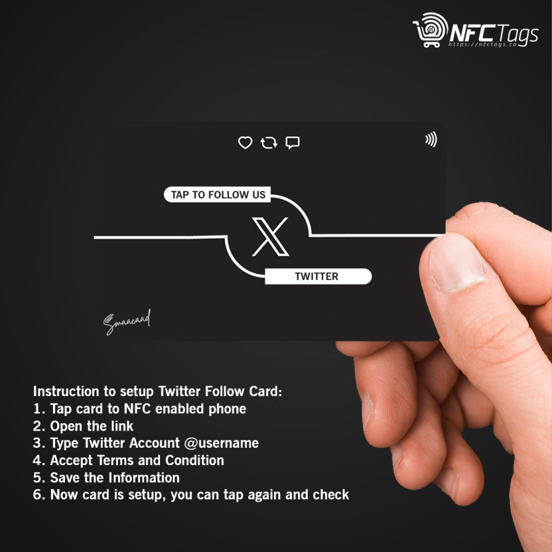 Boost followers! Smaacaad NFC Twitter/X Follow cards (9PCs) in Dubai