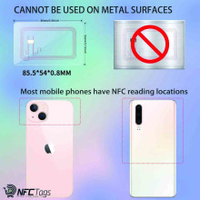 NFC Tags NTAG215 Transparent Cards - Rewritable CR80, Compatible with