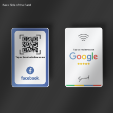 Boost reviews and followers with Smaacaad Google Review + Facebook Follow card with NFC and QR code! Tap or Scan (1PC each)