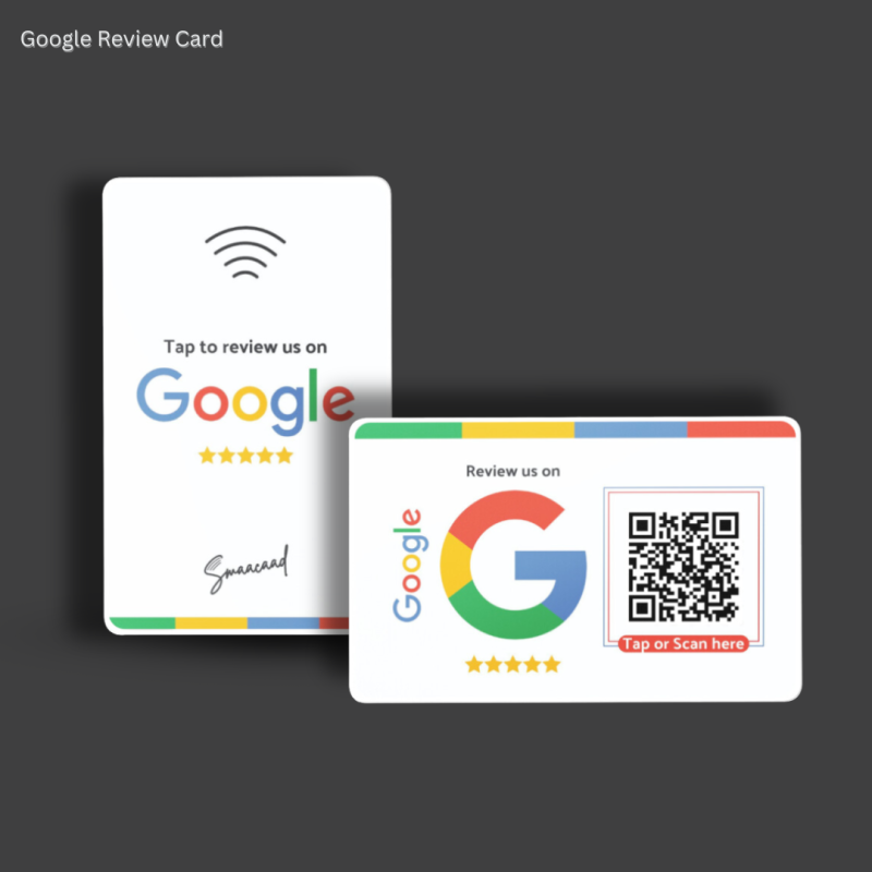 Boost reviews and followers with Smaacaad Google Review + Facebook Follow card with NFC and QR code! Tap or Scan (1PC each)