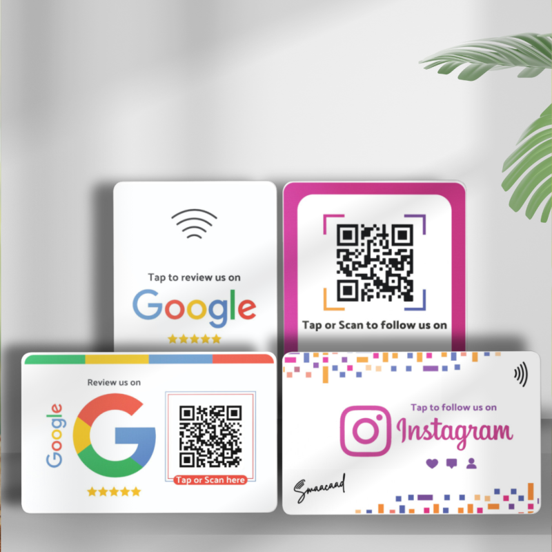 copy of copy of Boost reviews and followers with Smaacaad Google Review + Facebook Follow card with NFC and QR code! Tap or Scan