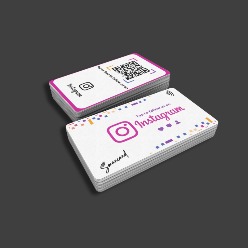 Tap or Scan with Smaacaad Instagram NFC and QR Card in Dubai