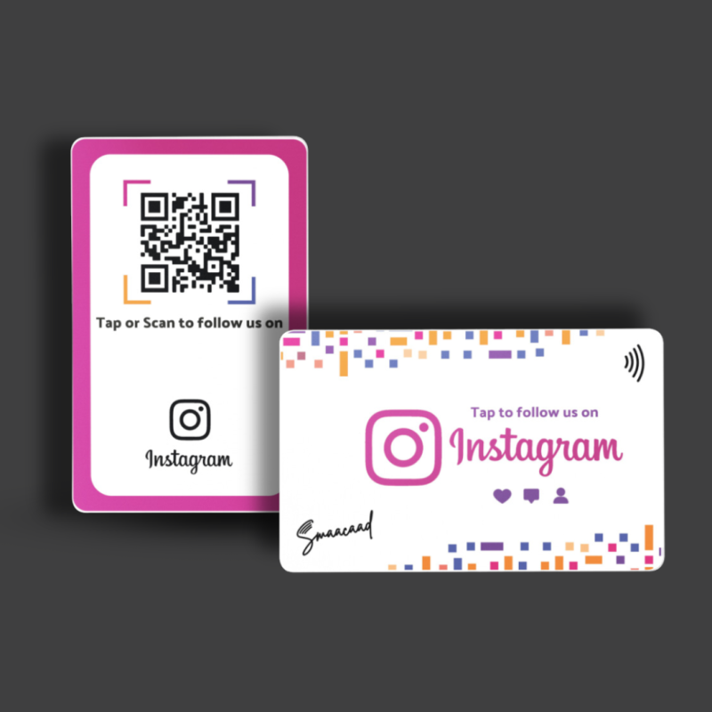 Tap or Scan with Smaacaad Instagram NFC and QR Card in Dubai