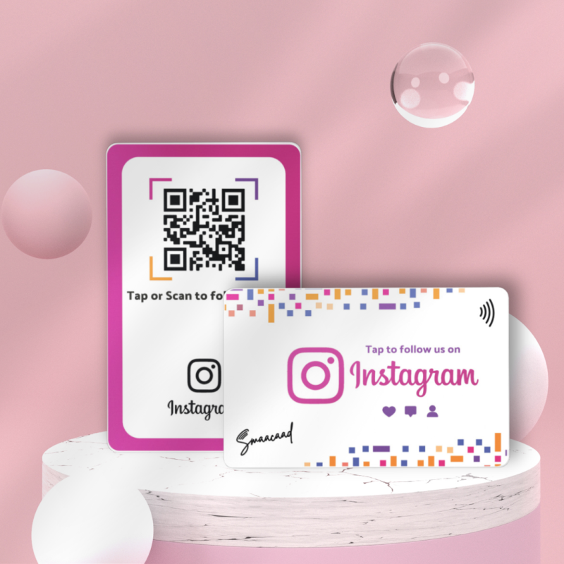Tap or Scan with Smaacaad Instagram NFC and QR Card in Dubai