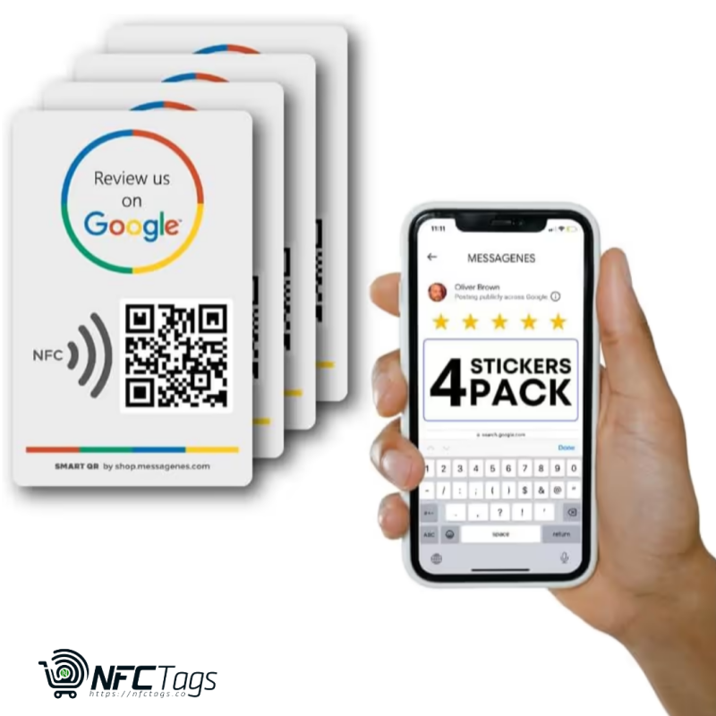 Boost Google Reviews in Dubai, UAE - 4-Pack QR & NFC Stickers