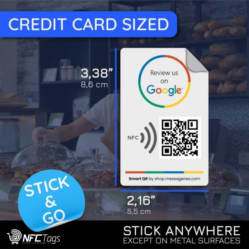 Boost Google Reviews in Dubai, UAE - 4-Pack QR & NFC Stickers