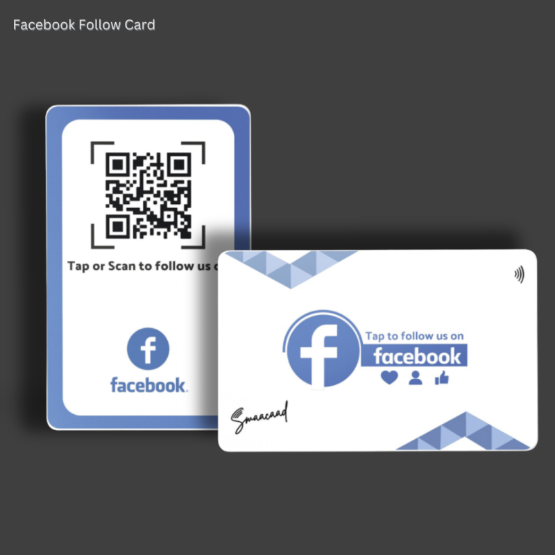 Boost reviews and followers with Smaacaad Google Review + Facebook Follow card with NFC and QR code! Tap or Scan (1PC each)
