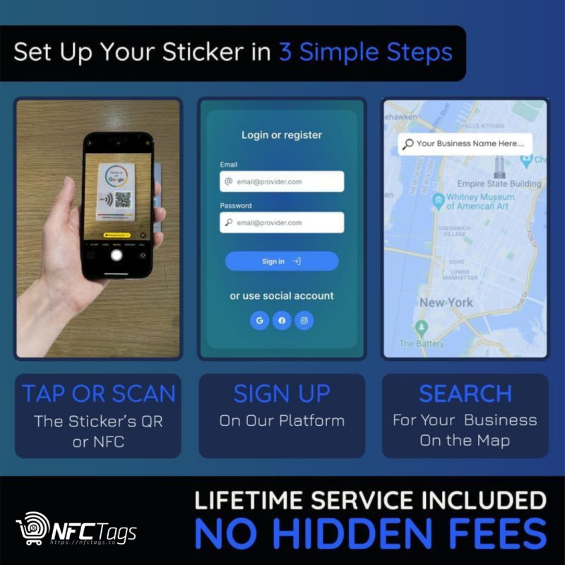 Boost Google Reviews in Dubai, UAE - 4-Pack QR & NFC Stickers