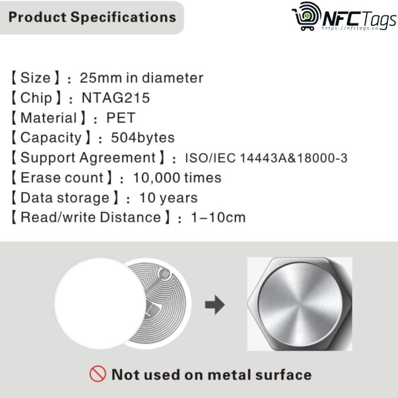 NFC Stickers NXP NTAG215 (Round 1in) Compatible with Amiibo in Dubai