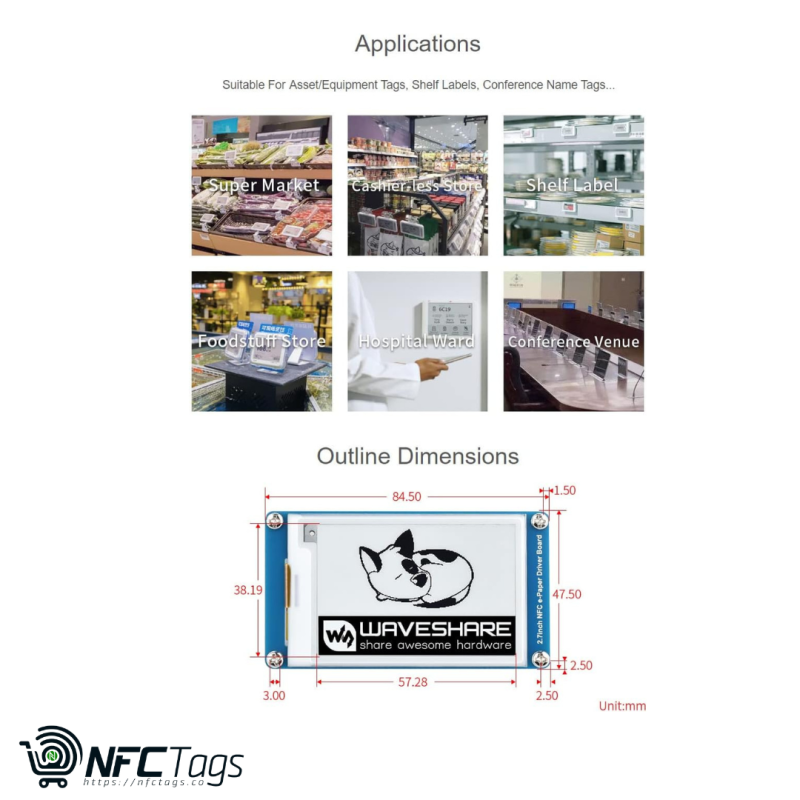 Wireless NFC-Powered E-Paper Display in Dubai - Waveshare 2.7 Inch