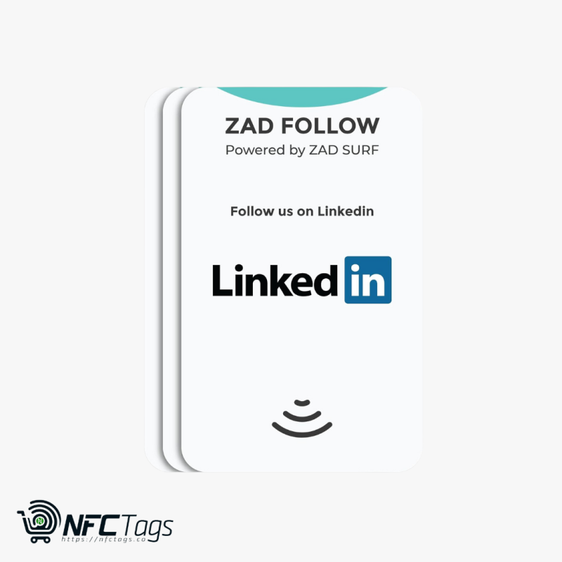 Pack of 3 Zad Follow. LinkedIn Follows NFC Card from (Zad Surf) allowing you boosting Follows - iOS and Android