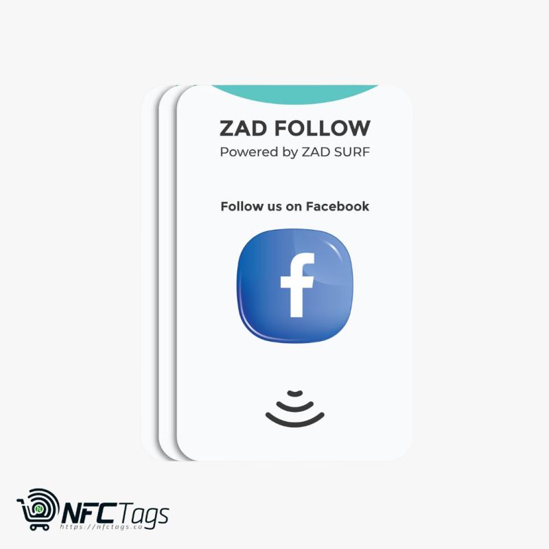 Pack of 3 Zad Follow. Facebook Follows NFC Card from (Zad Surf) allowing you boosting Follows - iOS and Android