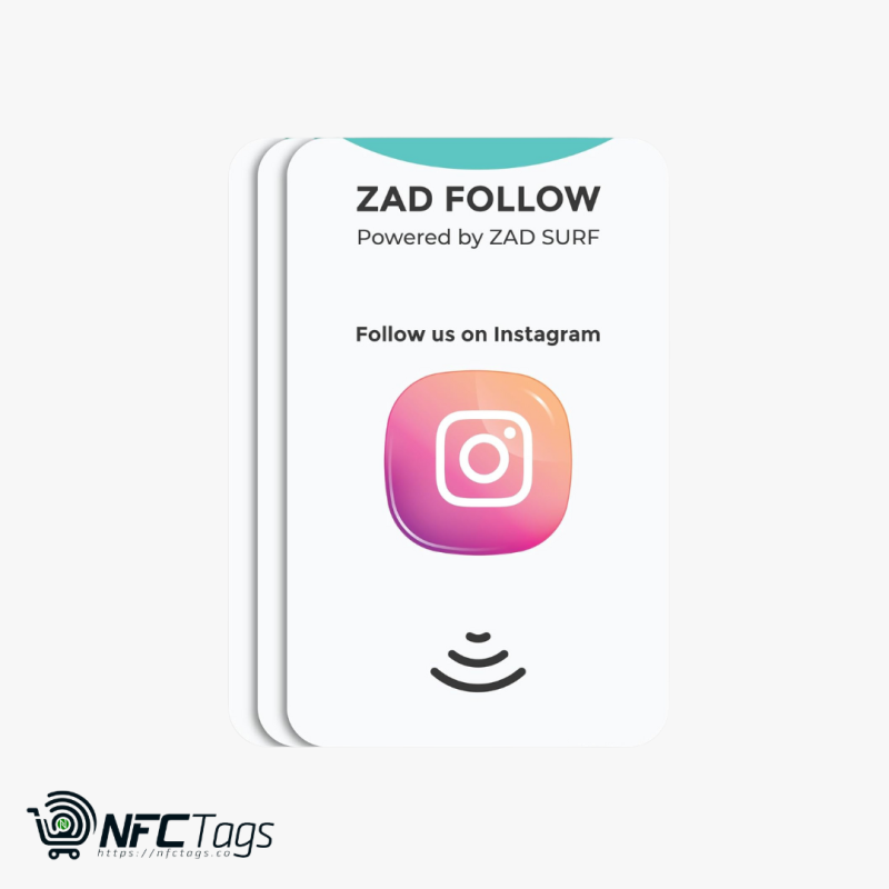 Pack of 3 Zad Follow. Instagram Follows NFC Card from (Zad Surf) allowing you boosting Follows - iOS and Android