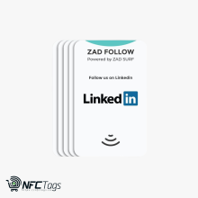 Pack of 5 Zad Follow. LinkedIn Follows NFC Card from (Zad Surf) allowing you boosting Follows - iOS and Android