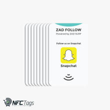 Pack of 10 Zad Follow. Snapchat Follows NFC Card from (Zad Surf) allowing you boosting Follows - iOS and Android