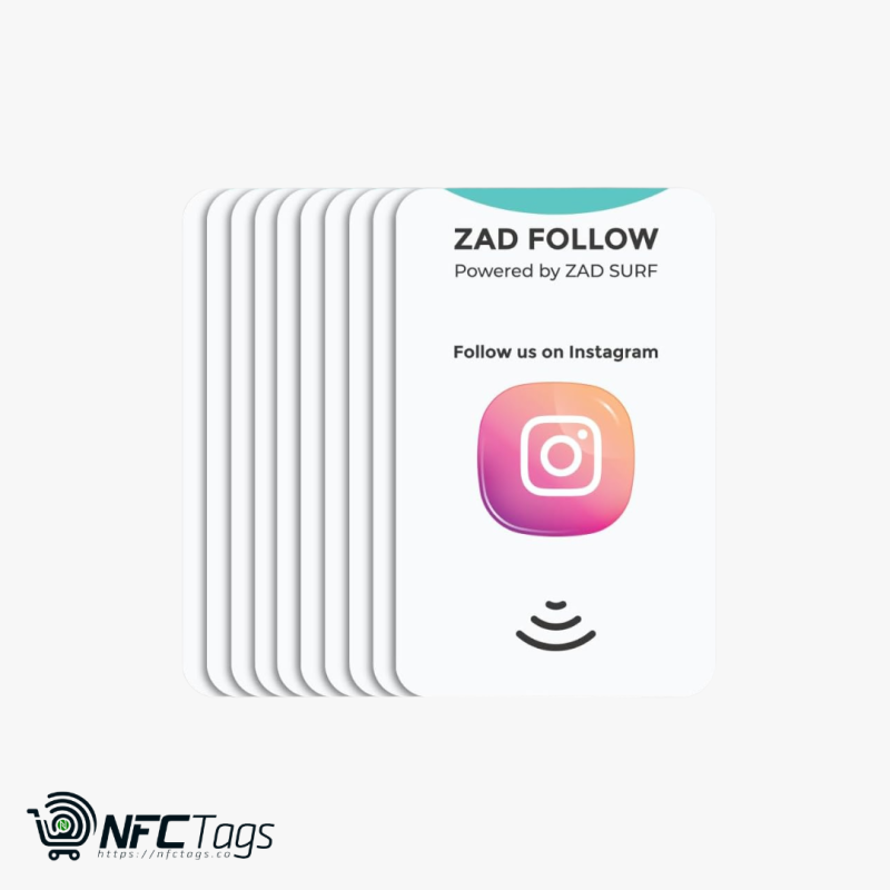 Pack of 10 Zad Follow. Instagram Follows NFC Card from (Zad Surf) allowing you boosting Follows - iOS and Android