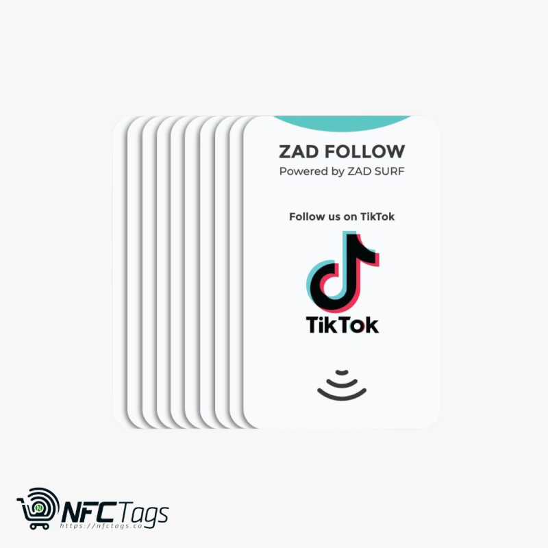 Pack of 10 Zad Follow. TikTok Follows NFC Card from (Zad Surf) allowing you boosting Follows - iOS and Android
