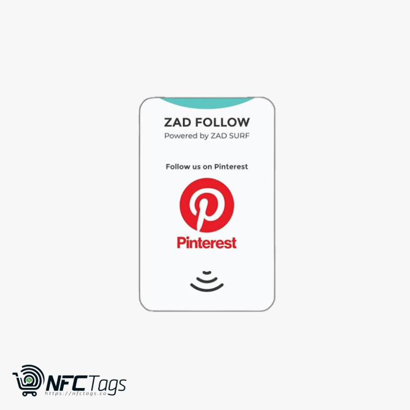Zad Follow. Pinterest Follows NFC Card from (Zad Surf) allowing you boosting Follows - iOS and Android