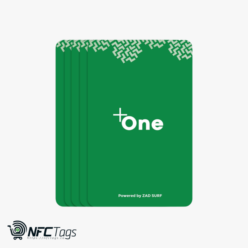 Pack of 5 Green Engraved Metal Business Card (+ One) Elite Zad Surf for Instant Contact and Social Media iOS and Android