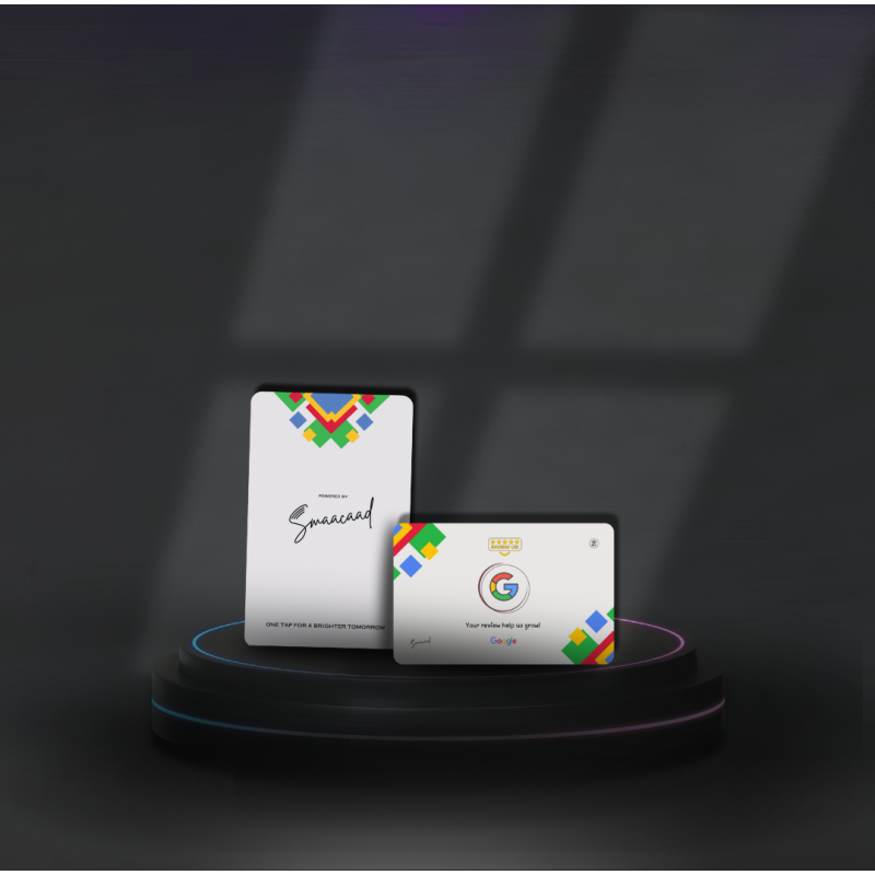 Boost you Google SEO with NFC Google Review Card (Grey) by Smaacaad. Get Feedback with Smart NFC Social Review Cards.