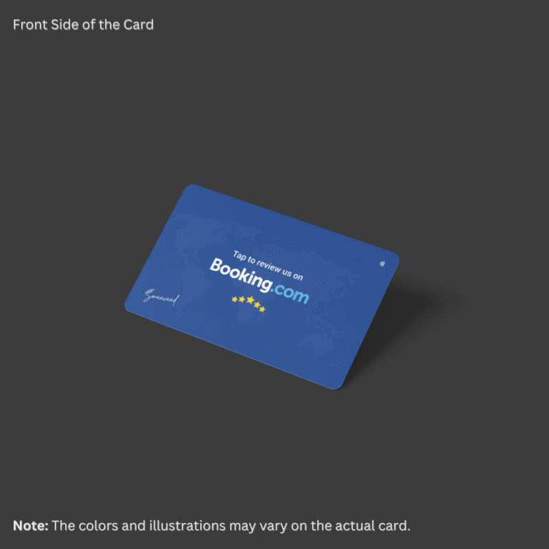 Tap and get reviews with Smaacaad NFC Booking.com card in Dubai, UAE