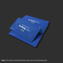 Tap and get reviews with Smaacaad NFC Booking.com card in Dubai, UAE